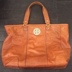 Large Tory Burch Leather Purse with Gold Accents